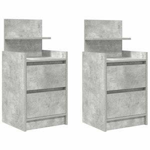 Nachttische Betongrau mit 2 Schubladen, 2er-Set