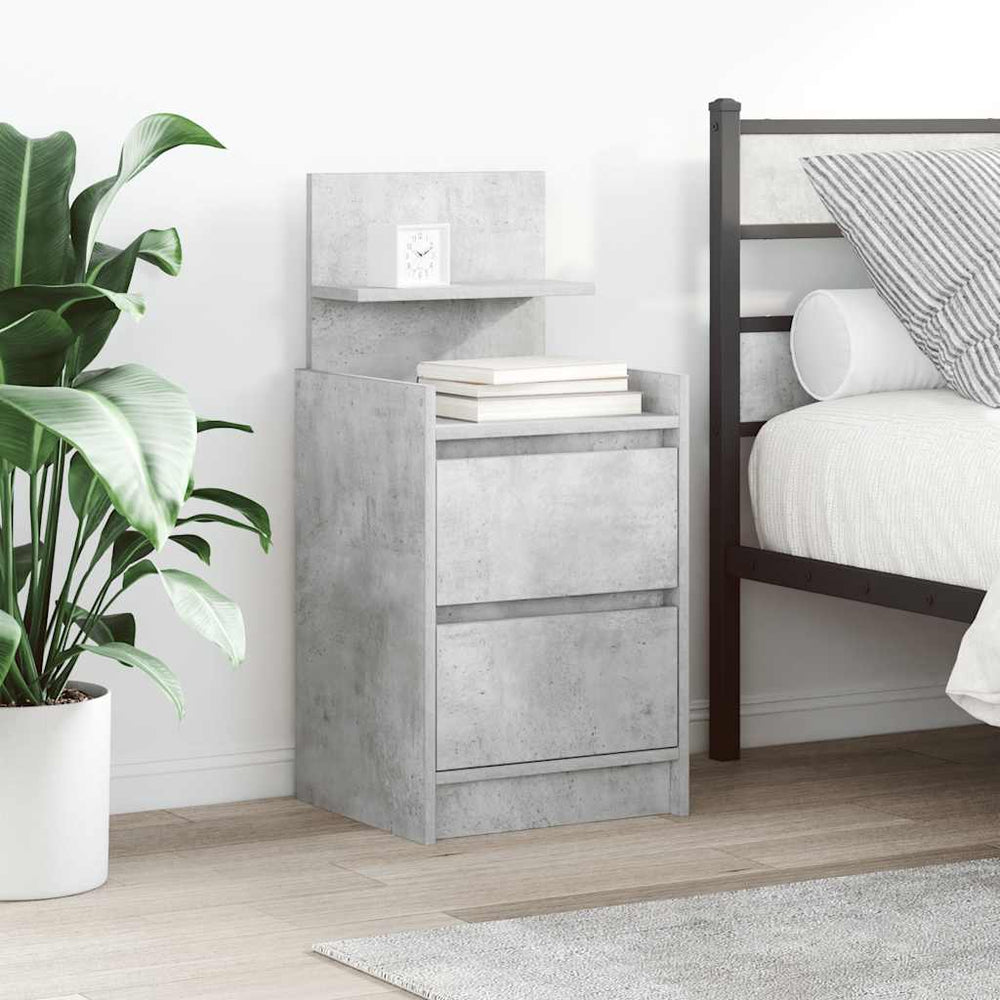 vidaXL Nightstands with 2 Drawers 2 pcs. Concrete Grey 38x34x80 cm