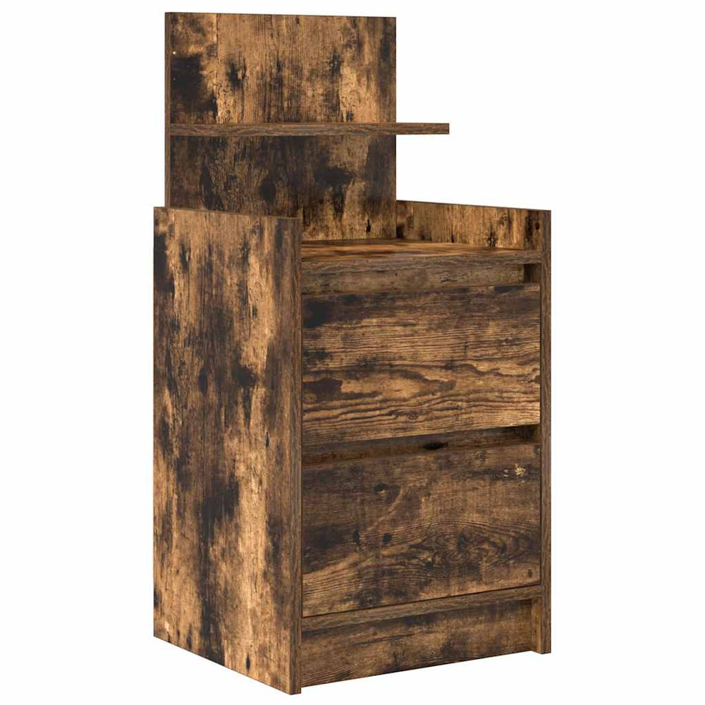 vidaXL Nightstand with 2 Drawers Smoked Oak 38x34x80 cm