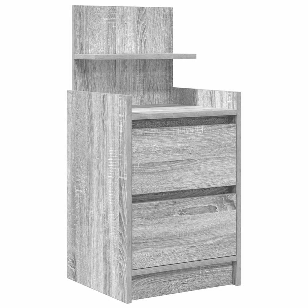 vidaXL Nightstand with 2 Drawers Sonoma Grey 38x34x80 cm