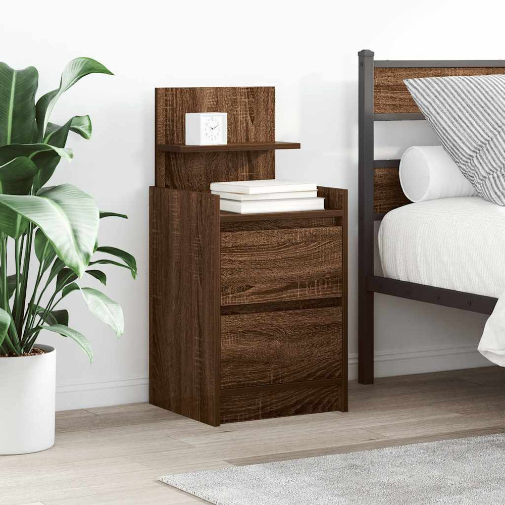 Nachttische 2er Set Braun Eichenoptik