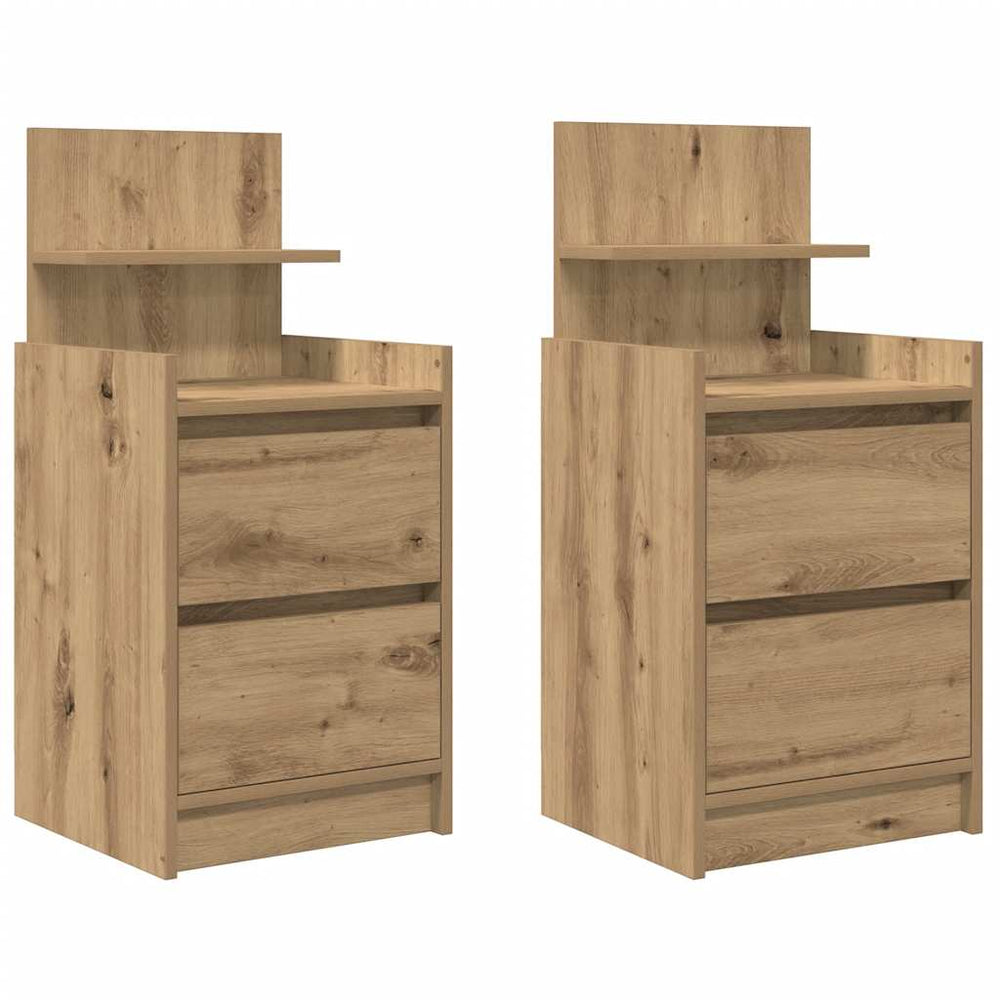 vidaXL Nightstands with 2 Drawers 2 pcs. Artisan Oak 38x34x80 cm