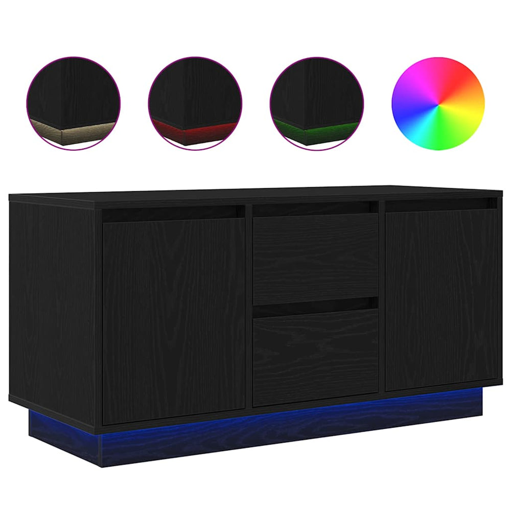 TV-Schrank Schwarz Eichen-Optik mit LED
