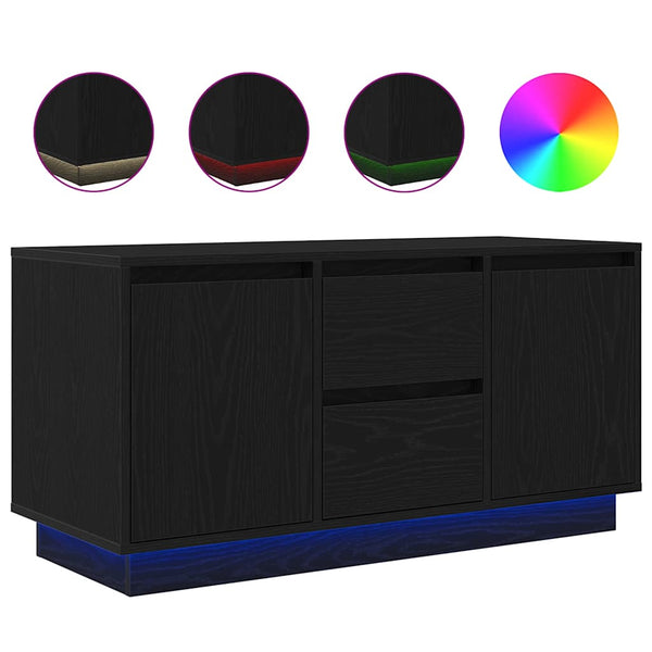 TV-Schrank Schwarz Eichen-Optik mit LED