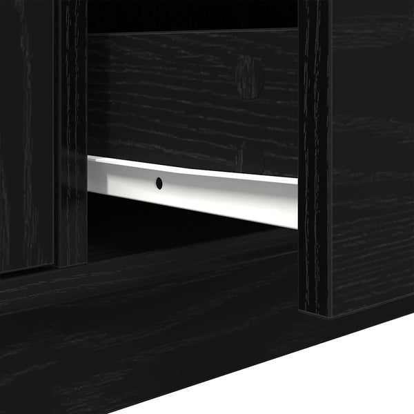 TV-Schrank Schwarz Eichen-Optik mit LED