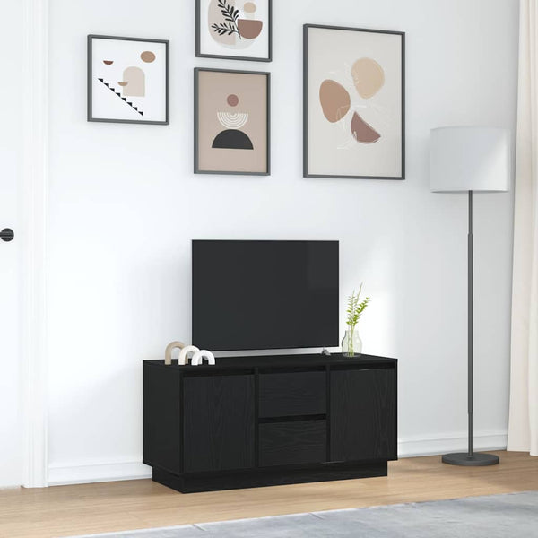 TV-Schrank Schwarz Eichen-Optik mit LED