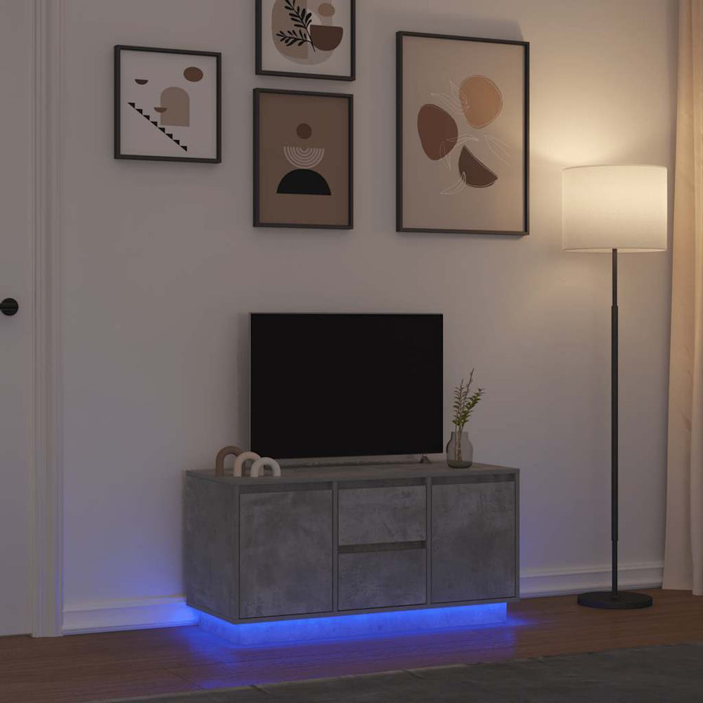 TV-Schrank Betongrau mit LED 100 cm