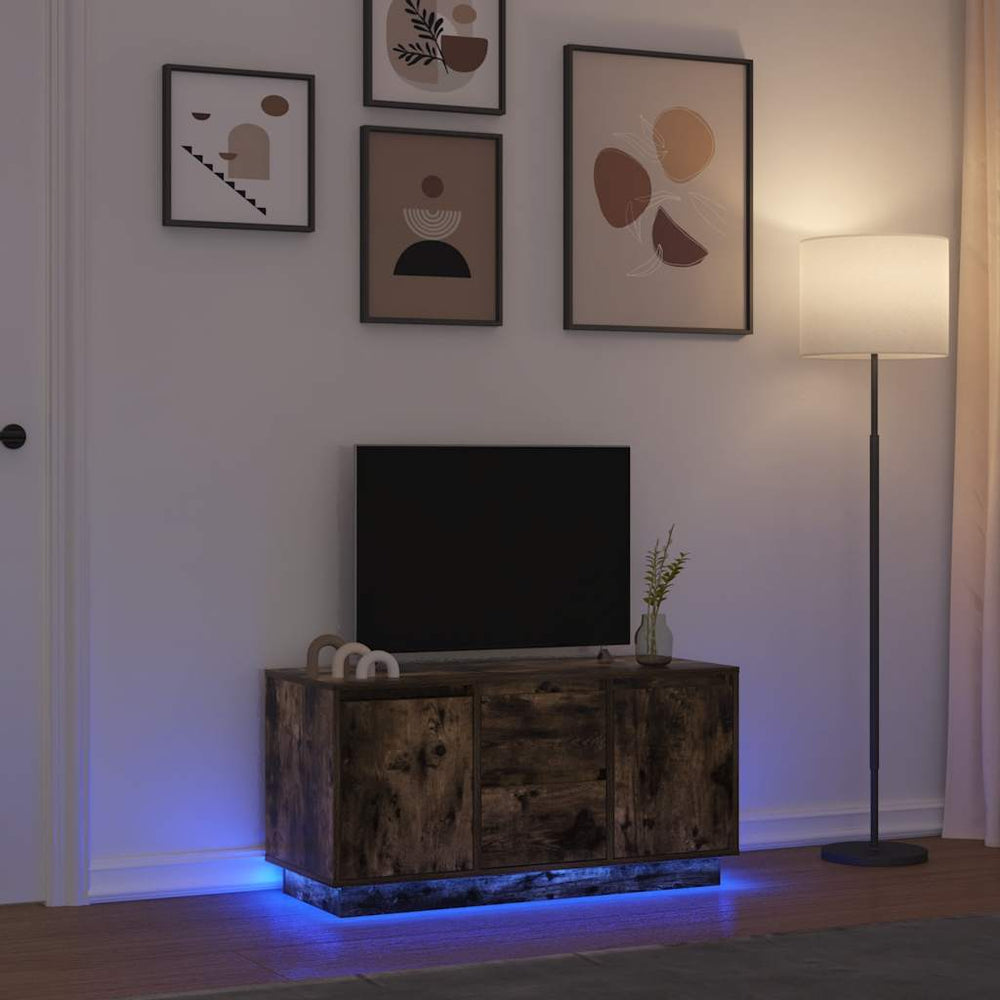 TV-Schrank mit LED Räuchereiche 100 cm