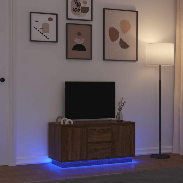 TV-Schrank Braun Eichenoptik mit LED 100 cm