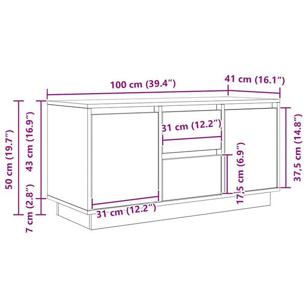 TV-Schrank Artisan Eiche mit LED 100 cm
