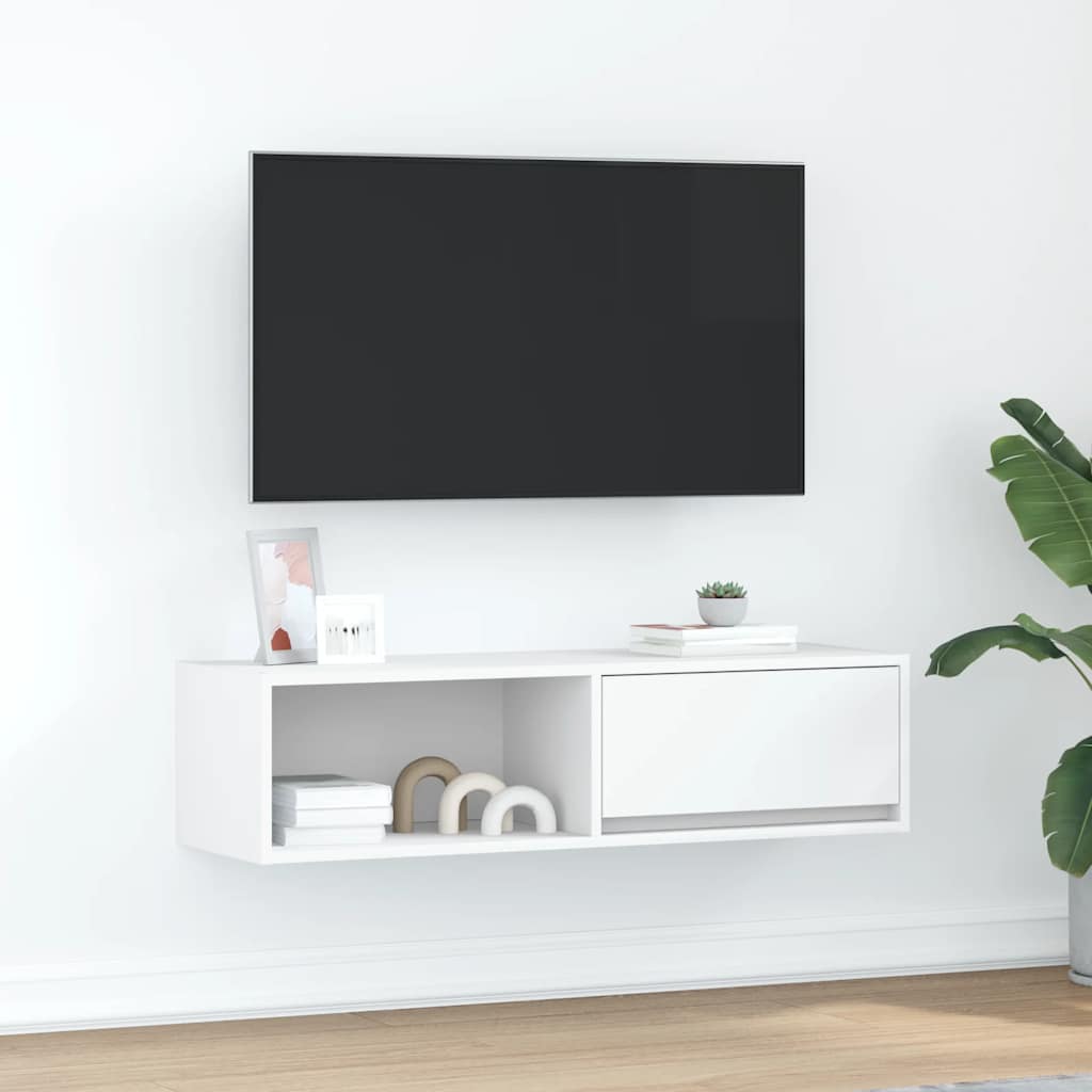 vidaXL Meuble TV blanc 100x31x25,5 cm Aggloméré