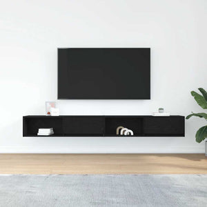 TV-Schränke 2er Set Schwarz Eichenoptik