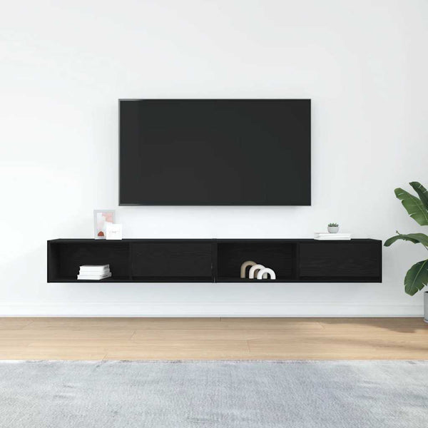 TV-Schränke 2er Set Schwarz Eichenoptik