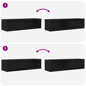 TV-Schränke 2er Set Schwarz Eichenoptik