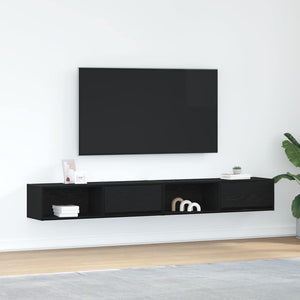 TV-Schränke 2er Set Schwarz Eichenoptik