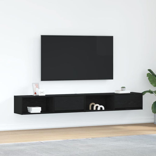 TV-Schränke 2er Set Schwarz Eichenoptik