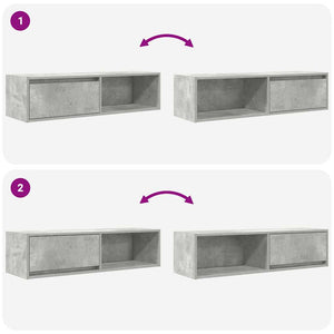 TV-Schränke Betongrau 2er-Set 100 cm