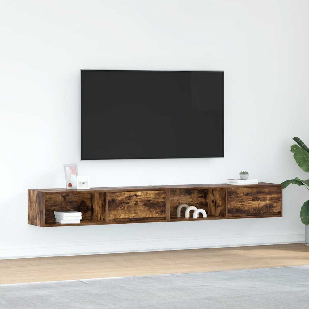 vidaXL Meubles TV 2 pcs Chêne fumé 100x31x25,5 cm Bois d'ingénierie