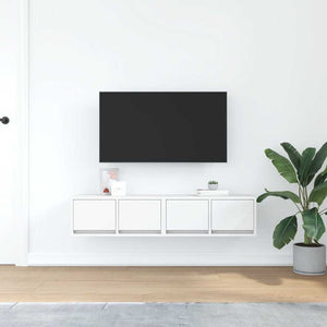 vidaXL Meubles TV 2 pcs Blanc 60x31x25,5 cm Bois d'ingénierie