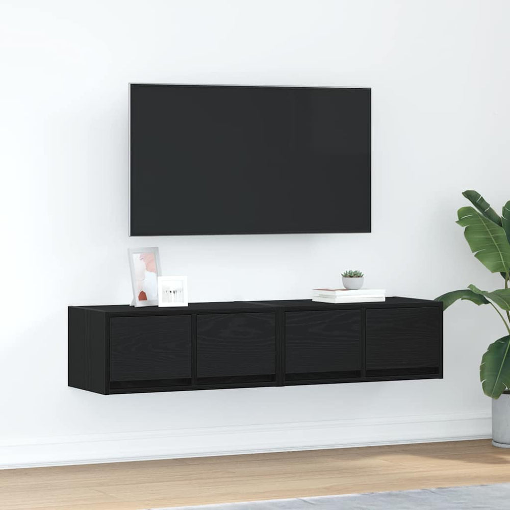 vidaXL Meubles TV 2 pcs Noir aspect chêne 60x31x25,5 cm