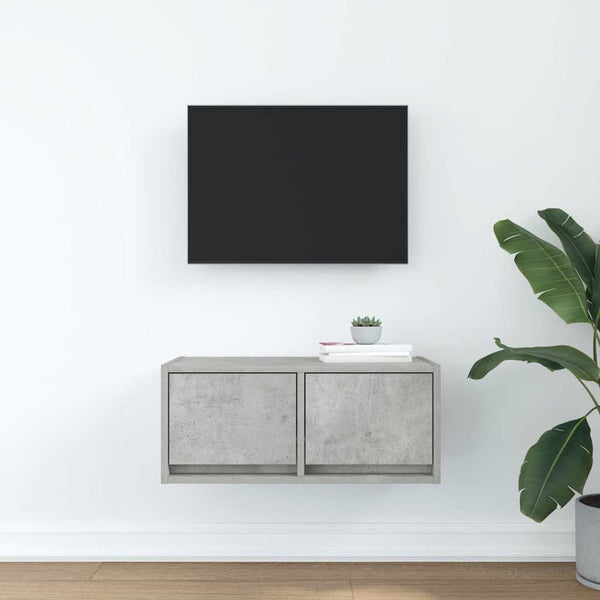 vidaXL Meuble TV gris béton 60x31x25,5 cm Aggloméré