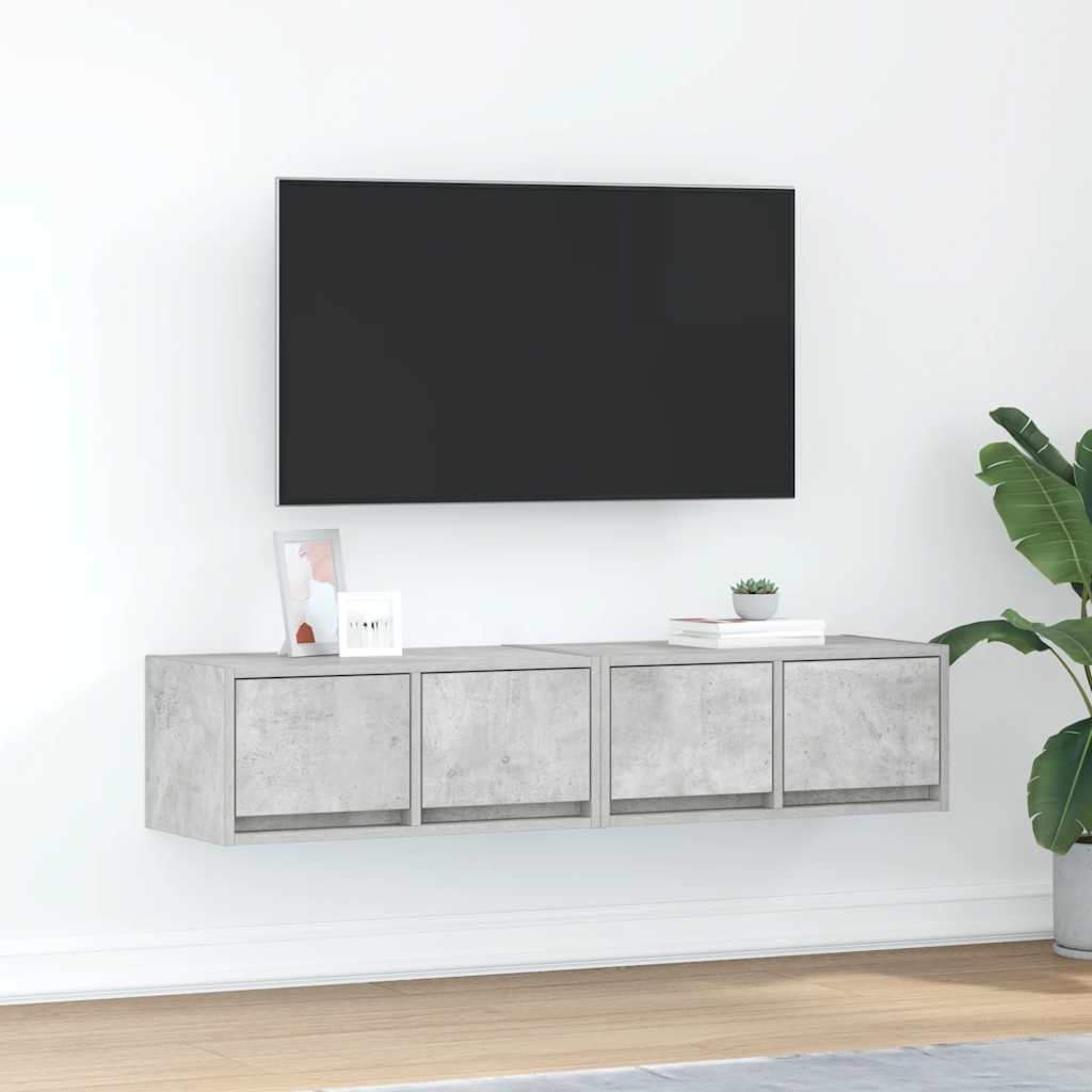 vidaXL Meubles TV 2 pcs Gris béton 60x31x25,5 cm Bois d'ingénierie