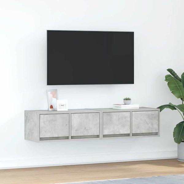 vidaXL Meubles TV 2 pcs Gris béton 60x31x25,5 cm Bois d'ingénierie