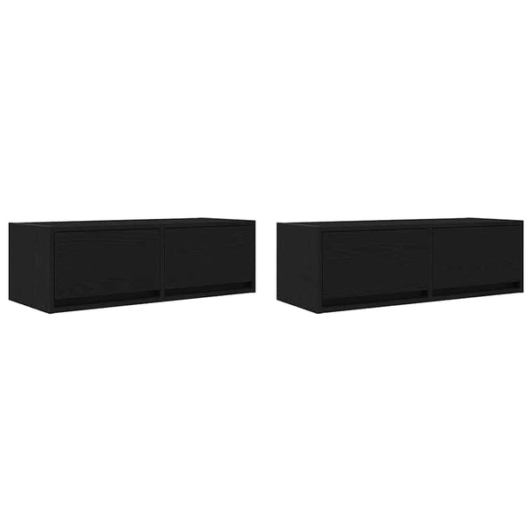 TV-Schränke 2er Set Schwarz Eichenoptik 80 cm