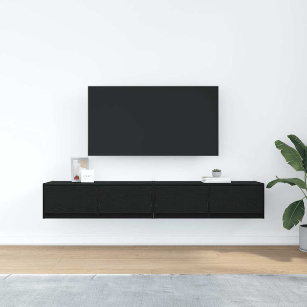 TV-Schränke 2er Set Schwarz Eichenoptik 80 cm