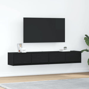 TV-Schränke 2er Set Schwarz Eichenoptik 80 cm