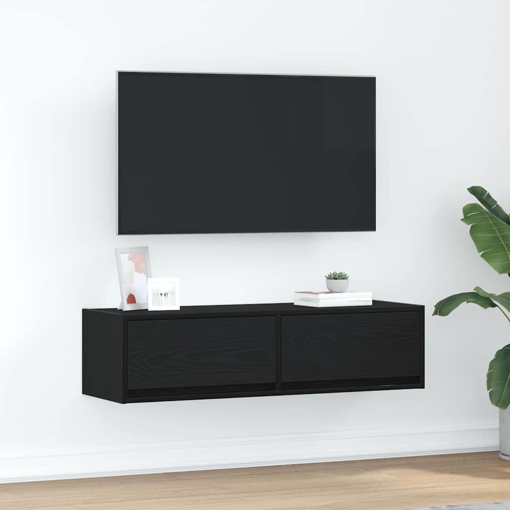 Wandmontierter TV-Schrank, Schwarz Eiche, 100 cm