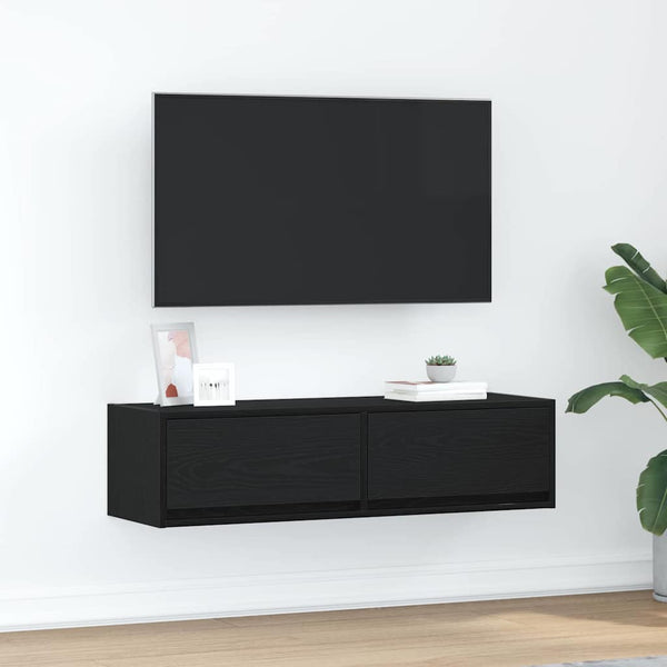 Wandmontierter TV-Schrank, Schwarz Eiche, 100 cm