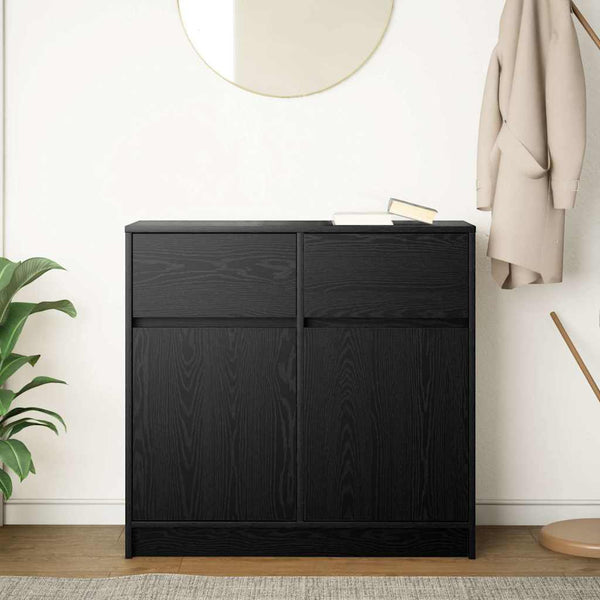 Schwarzes Sideboard Eichenoptik 80 cm