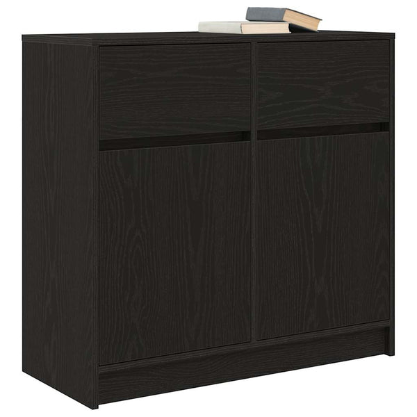Schwarzes Sideboard Eichenoptik 80 cm