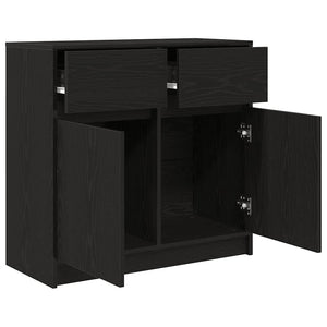 Schwarzes Sideboard Eichenoptik 80 cm