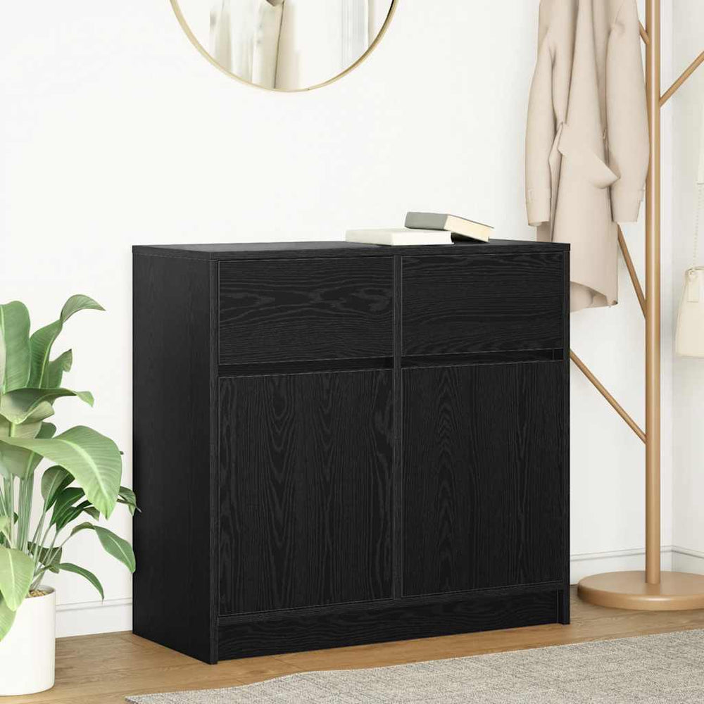vidaXL Sideboard with Drawer Black Oak Look 80x34x76 cm