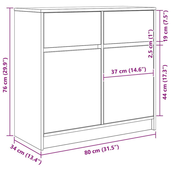 Sideboard Artisan-Eiche 80 cm mit Schublade