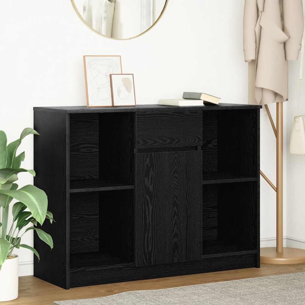 Sideboard Schwarz Eichen-Optik, 101 cm