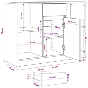 Sideboard Betongrau mit Schublade 101x35x76 cm