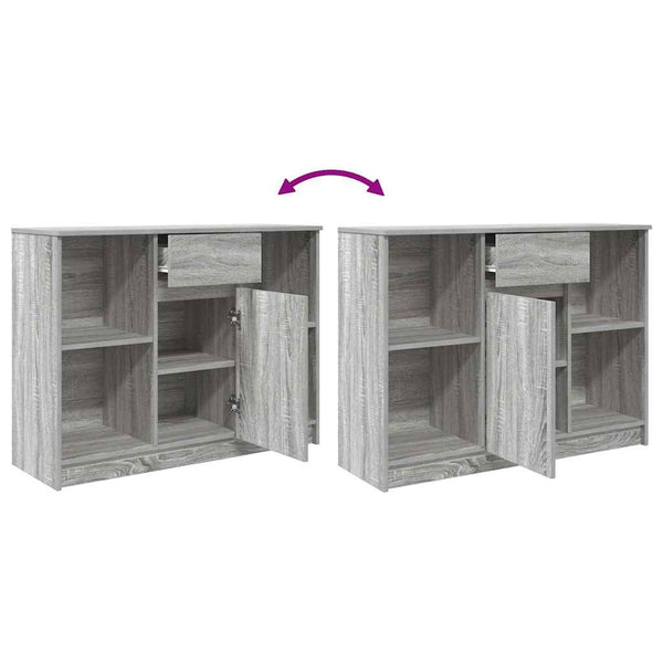 Graues Sideboard mit Schublade, 101 cm