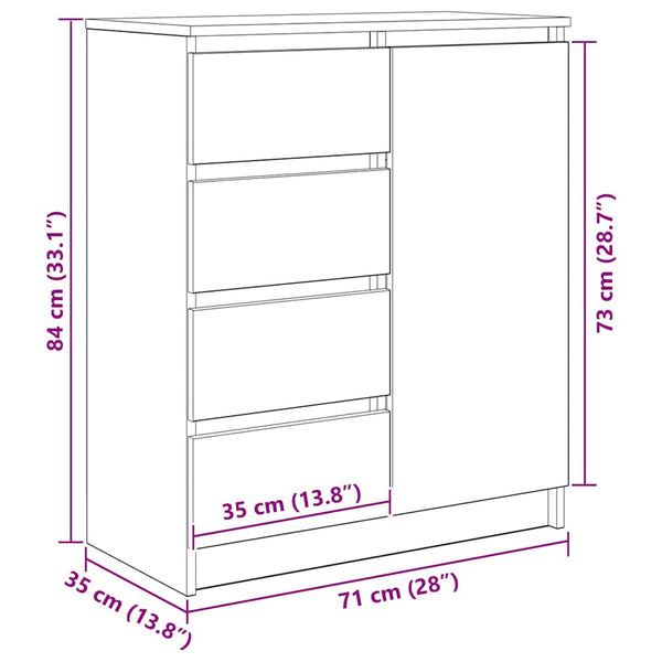 Weißes Sideboard mit Schubladen 71x35x84 cm