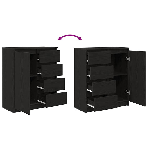 Sideboard Schwarz Eichen-Optik 71x35x84 cm