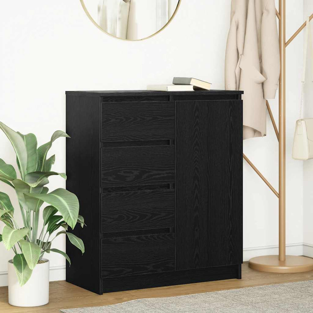 vidaXL Sideboard with Drawers Black Oak Look 71x35x84 cm