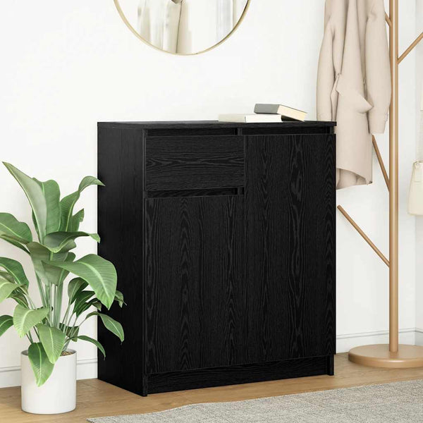 Sideboard Schwarz Eichenoptik 71x35x84 cm