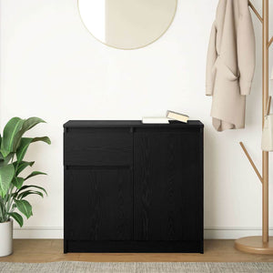 Sideboard Schwarz Eichen-Optik 71x35x65 cm