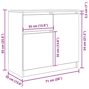 Sideboard Schwarz Eichen-Optik 71x35x65 cm