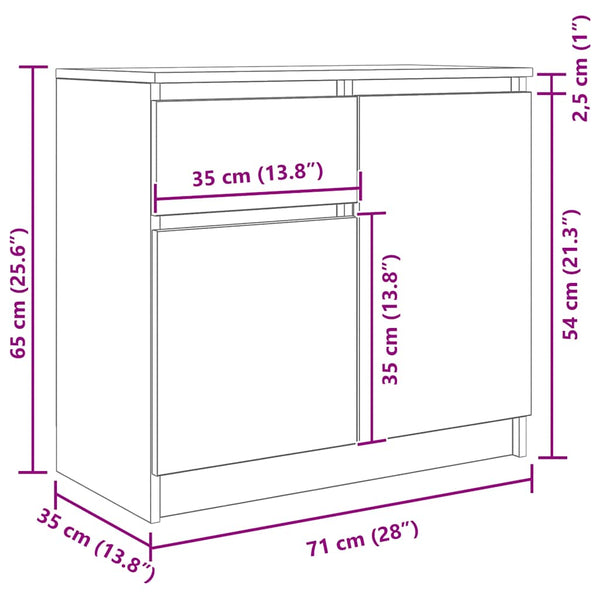 Sideboard Schwarz Eichen-Optik 71x35x65 cm