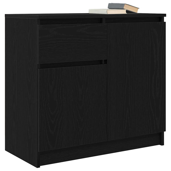Sideboard Schwarz Eichen-Optik 71x35x65 cm