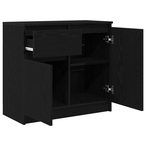 Sideboard Schwarz Eichen-Optik 71x35x65 cm