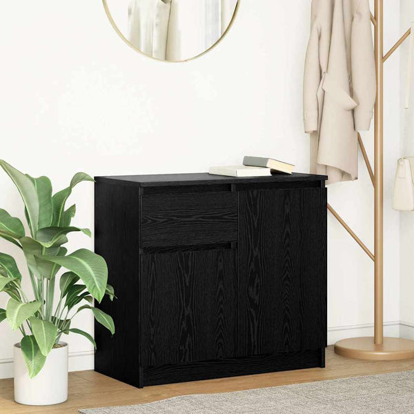 Sideboard Schwarz Eichen-Optik 71x35x65 cm